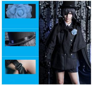 黒執事 シエル アリス コスプレ Lサイズ ウィッグ&amp;小物類付きフルセット ウィッグ付き]シエル・ファントムハイヴ （黒執事 シエル アリス